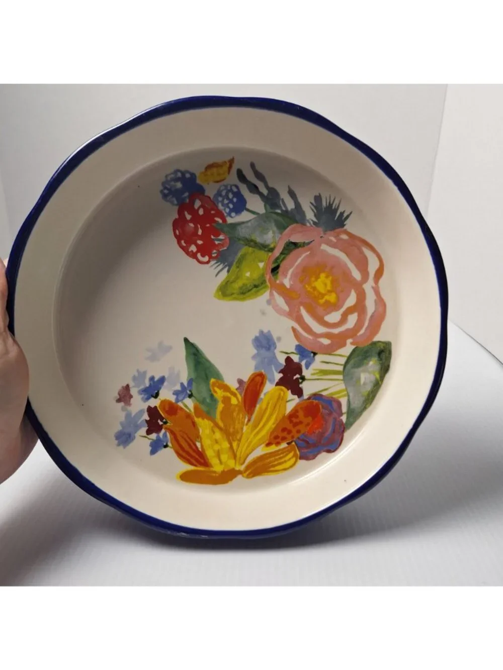 THE PIONEER WOMAN STONEWARE PIE/CAKE/DISH VIBRANT CELIA FLORAL PATTERN #2912DMT
